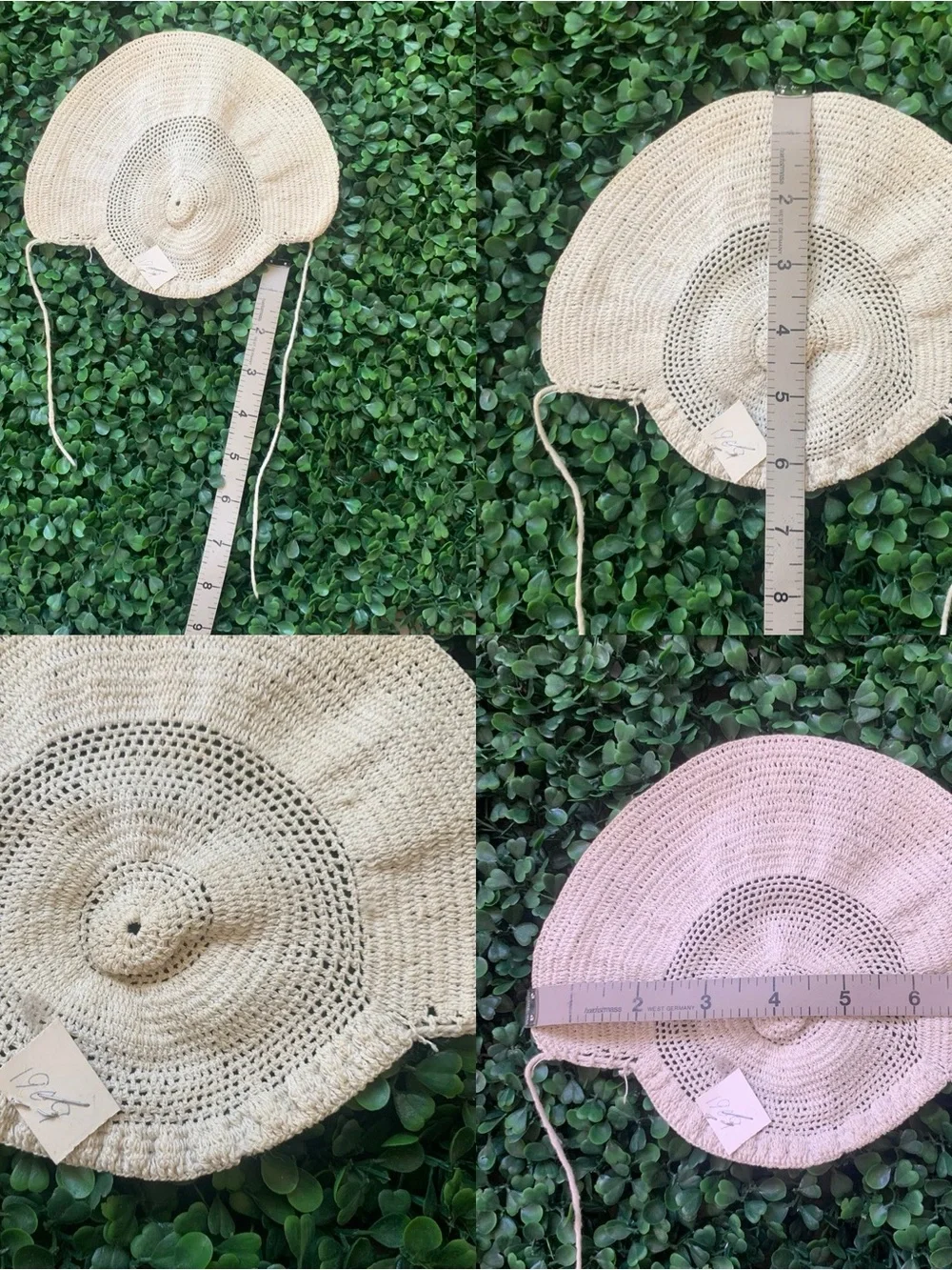 Antique handmade white cream infant baby bonnet bundle of 4